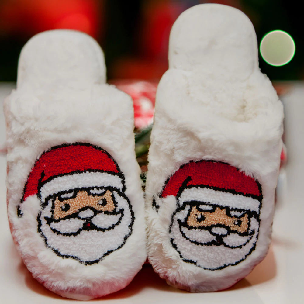 Santa Face Rabbit Fur Slippers