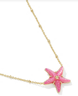 Kendra Scott Parker Starfish Gold Short Pendant Necklace in Bright Pink Mother of Pearl