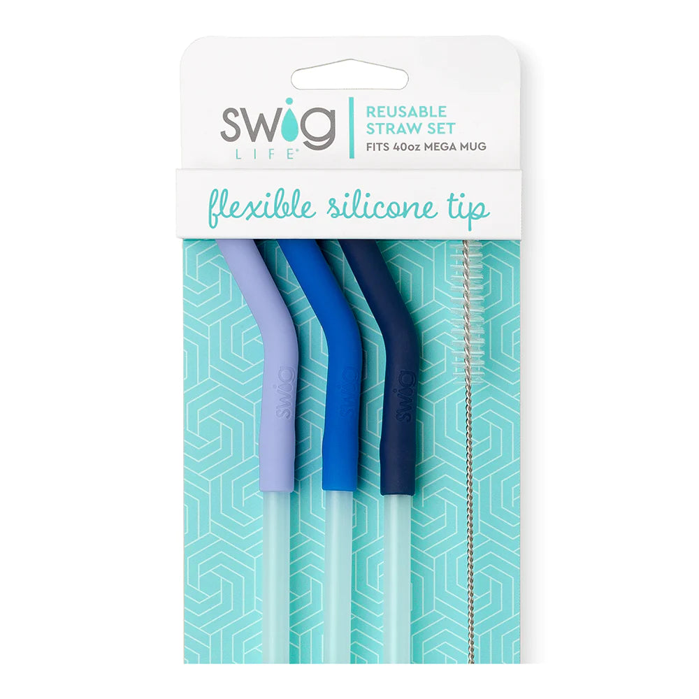 Swig Reusable Straw Set - Hydrangea/Blue/Navy