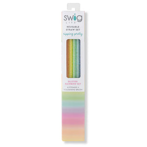 Swig Reusable Straw Set - Rainbow Glitter