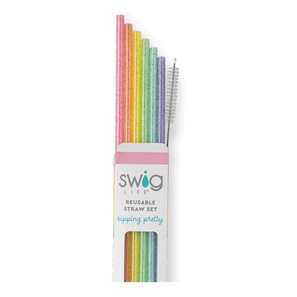 Swig Reusable Straw Set - Rainbow Glitter