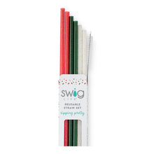 Load image into Gallery viewer, Swig Reusable Straw Set - Christmas Glitter