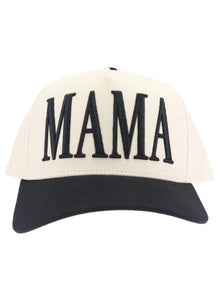 "MAMA" Puff Embroidered Trucker Hat - Black