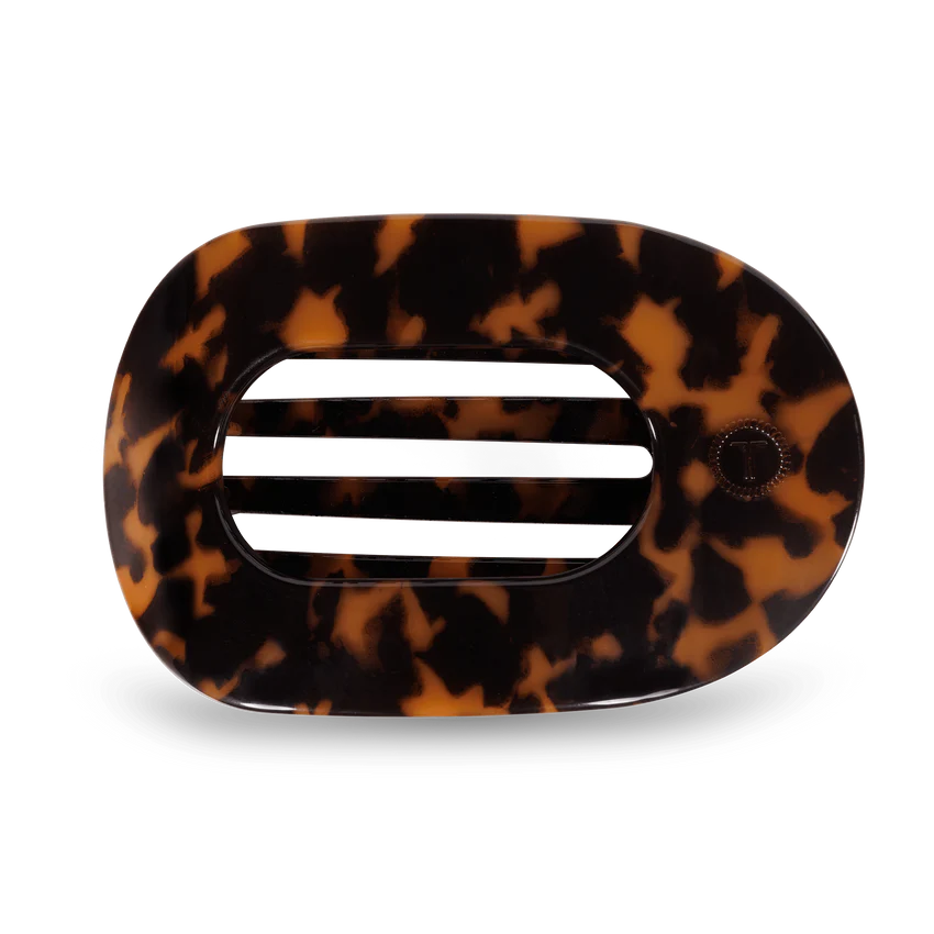 Large Teleties Flat Round Hair Clip - Tortoise