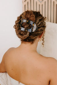 Large Teleties Flat Round Hair Clip - Tortoise