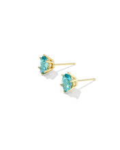 Load image into Gallery viewer, Kendra Scott Cailin Crystal Stud Earring in Gold &amp; Aqua Crystal