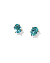 Load image into Gallery viewer, Kendra Scott Cailin Crystal Stud Earring in Gold &amp; Aqua Crystal