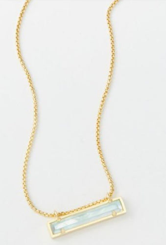 Kendra Scott Leanor Gold Pendant Necklace in Light Blue Illusion