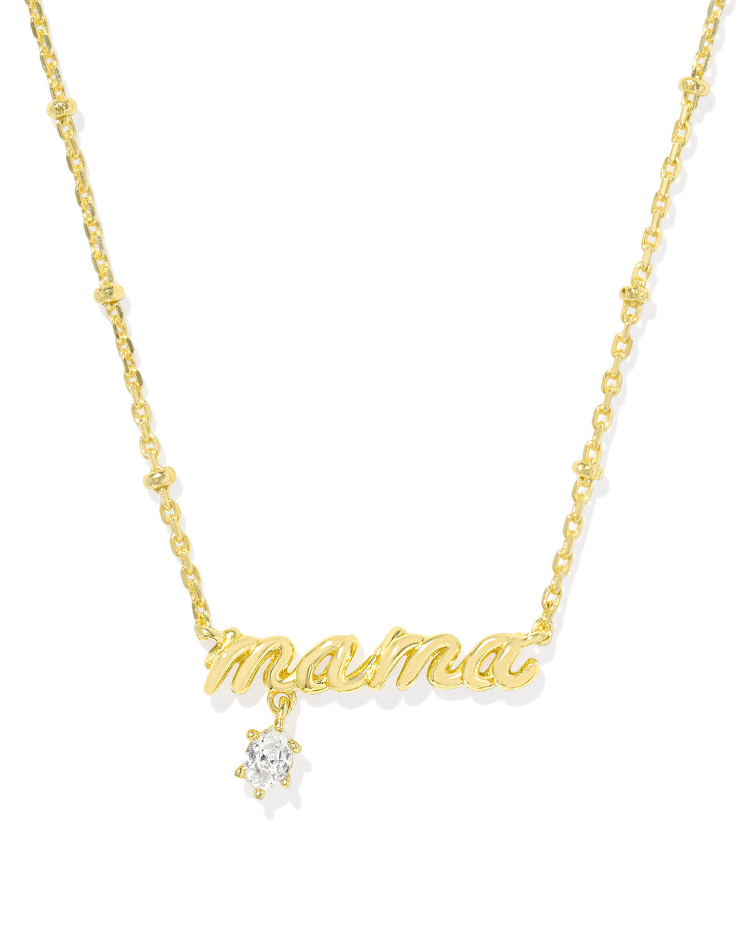 Kendra Scott Mama Gold Crystal Short Pendant Necklace in White CZ