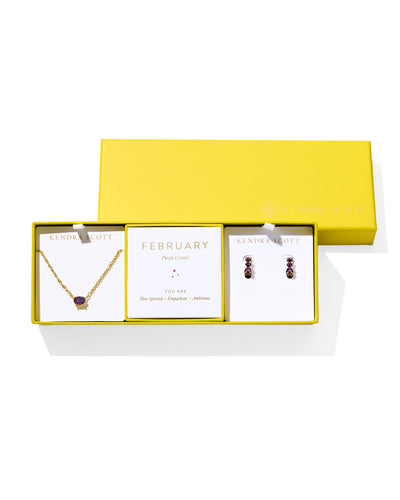 Kendra Scott Cailin Birthstone Gift Set in Purple Crystal