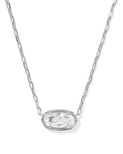 Load image into Gallery viewer, Kendra Scott Elisa Luxe Silver Short Pendant Necklace in White Crystal