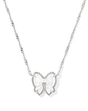 Load image into Gallery viewer, Kendra Scott Haley Silver Bow Short Pendant Necklace in Ivory Mother of Pearl