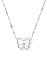 Kendra Scott Haley Silver Bow Short Pendant Necklace in Ivory Mother of Pearl