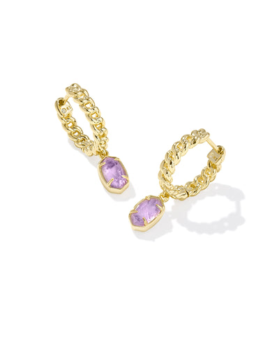 Kendra Scott Emilie Gold Huggie Earrings in Purple Amethyst