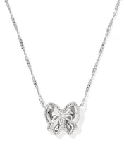 Load image into Gallery viewer, Kendra Scott Haley Silver Bow Short Pendant Necklace in Ivory Mother of Pearl