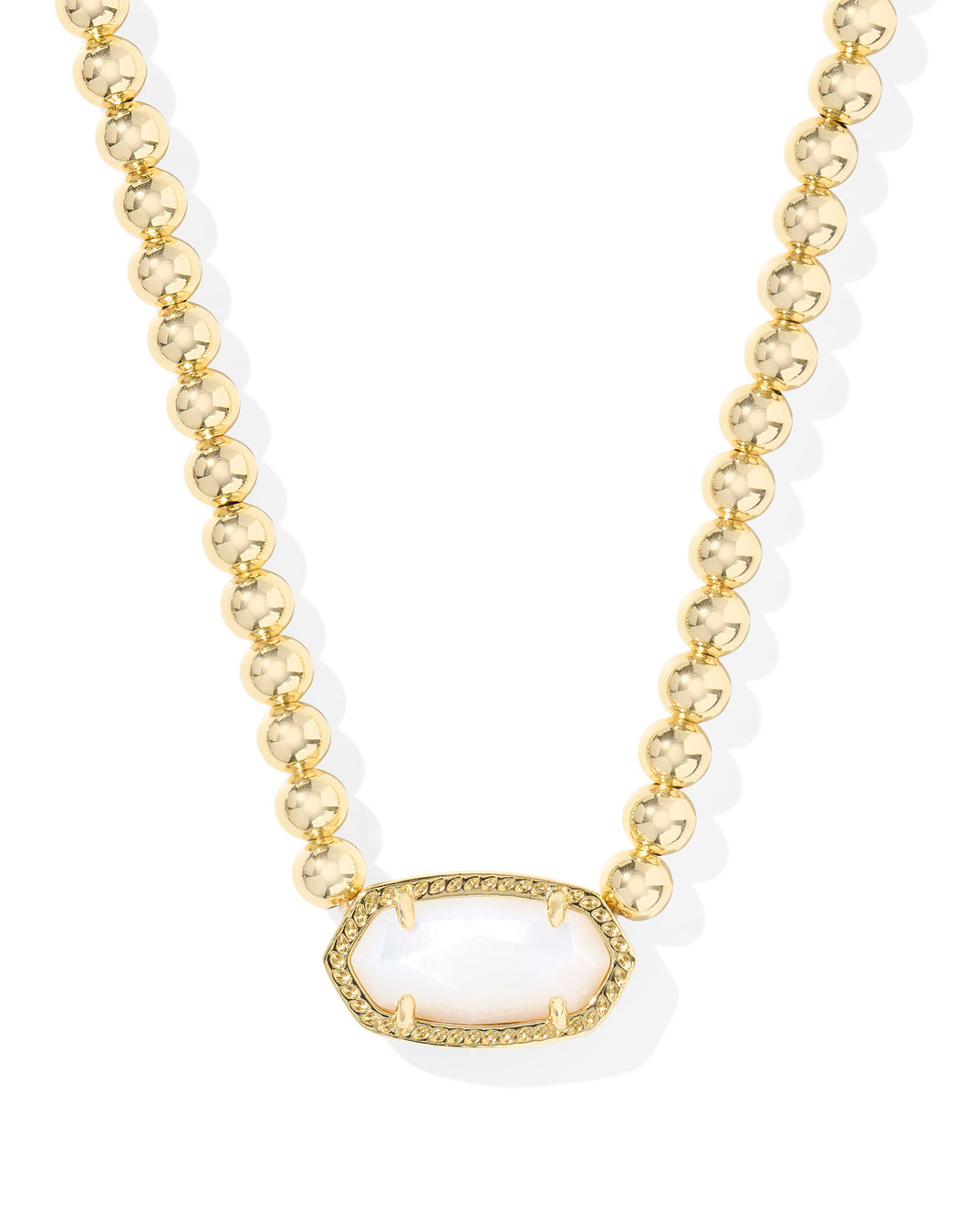 Kendra Scott Elisa Gold Beaded Necklace in Ivory Mother of Pearl