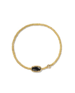 Kendra Scott Grayson Gold Stretch Bracelet in Black Agate