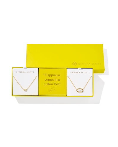 Kendra Scott Elisa Gold Necklace Gift Set of 2 in Ivory Mother-of-Pearl