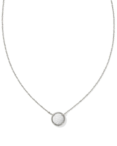 Kendra Scott Volleyball Silver Short Pendant Necklace in White Mother-of-Pearl