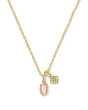 Load image into Gallery viewer, Kendra Scott Mini Elisa and Dira Gold Necklace in Light Pink Lab Grown Opal