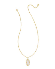 Load image into Gallery viewer, Kendra Scott Elle Lattice Frame Gold Large Long Pendant Necklace in Ivory Mother of Pearl