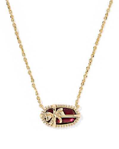 Kendra Scott Elisa Bow Gold Short Pendant Necklace in Burgundy Illusion