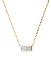 Load image into Gallery viewer, Kendra Scott Jamie Gold Short Pendant Necklace in White Crystal
