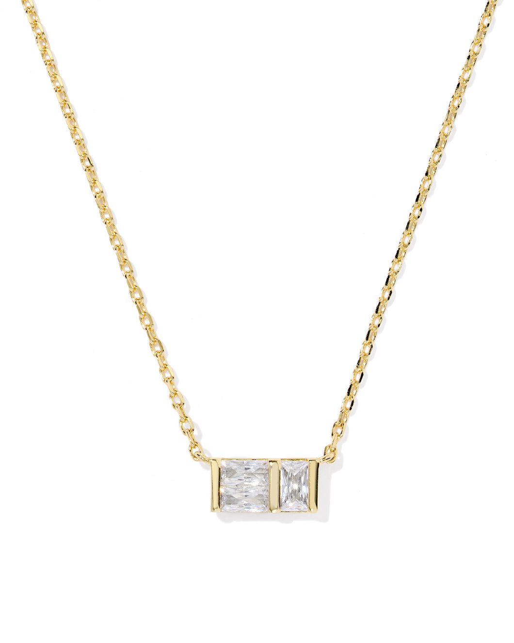 Kendra Scott Jamie Gold Short Pendant Necklace in White Crystal