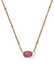 Load image into Gallery viewer, Kendra Scott Mini Elisa Gold Satellite Short Pendant Necklace in Dark Fuchsia Variegated Magnesite