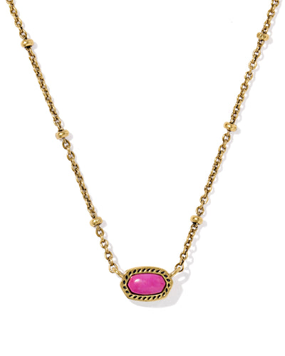 Kendra Scott Mini Elisa Gold Satellite Short Pendant Necklace in Dark Fuchsia Variegated Magnesite