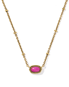Kendra Scott Mini Elisa Gold Satellite Short Pendant Necklace in Dark Fuchsia Variegated Magnesite