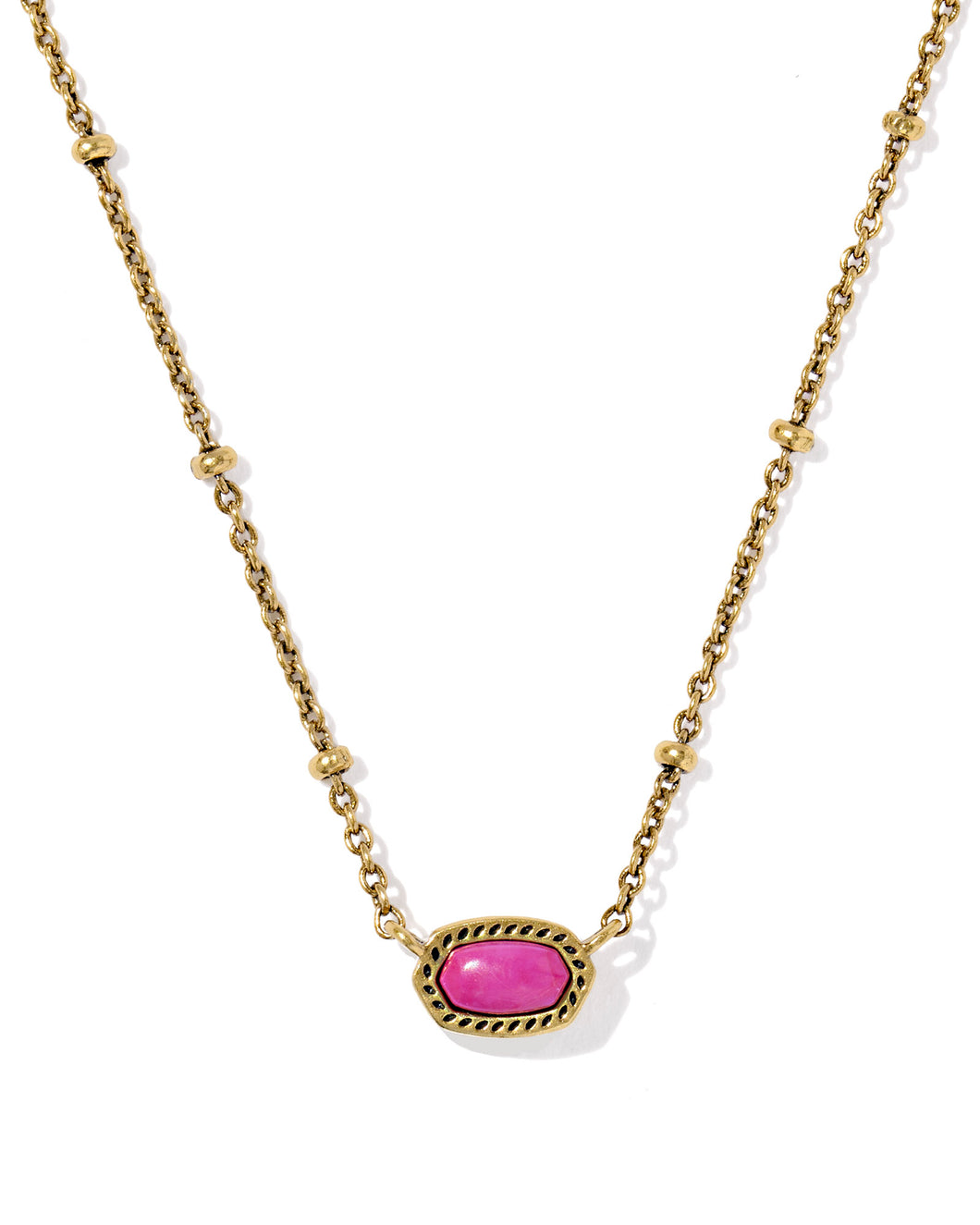 Kendra Scott Mini Elisa Gold Satellite Short Pendant Necklace in Dark Fuchsia Variegated Magnesite