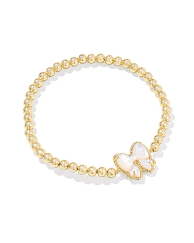 Kendra Scott Haley Gold Bow Stretch Bracelet in Ivory Mother of Pearl