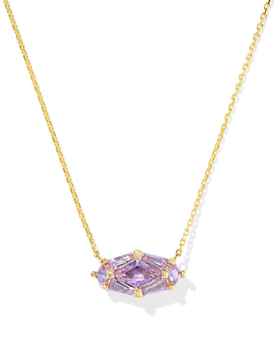 Kendra Scott Lindy Rae Elisa Gold Short Pendant Necklace in Violet Crystal