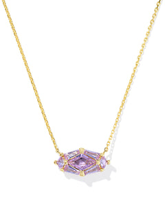 Kendra Scott Lindy Rae Elisa Gold Short Pendant Necklace in Violet Crystal