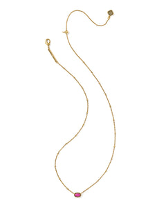 Kendra Scott Mini Elisa Gold Satellite Short Pendant Necklace in Dark Fuchsia Variegated Magnesite