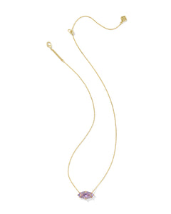 Kendra Scott Lindy Rae Elisa Gold Short Pendant Necklace in Violet Crystal