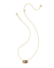 Load image into Gallery viewer, Kendra Scott Elisa Bow Gold Short Pendant Necklace in Burgundy Illusion