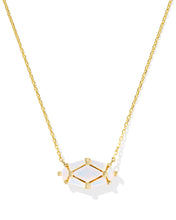 Load image into Gallery viewer, Kendra Scott Lindy Rae Elisa Gold Short Pendant Necklace in White Opalite Crystal