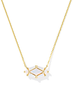 Kendra Scott Lindy Rae Elisa Gold Short Pendant Necklace in White Opalite Crystal