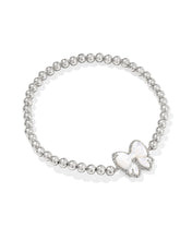 Load image into Gallery viewer, Kendra Scott Haley Silver Bow Stretch Bracelet in Ivory Mother of Pearl
