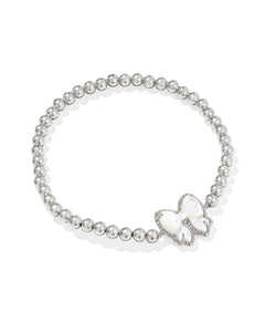 Kendra Scott Haley Silver Bow Stretch Bracelet in Ivory Mother of Pearl