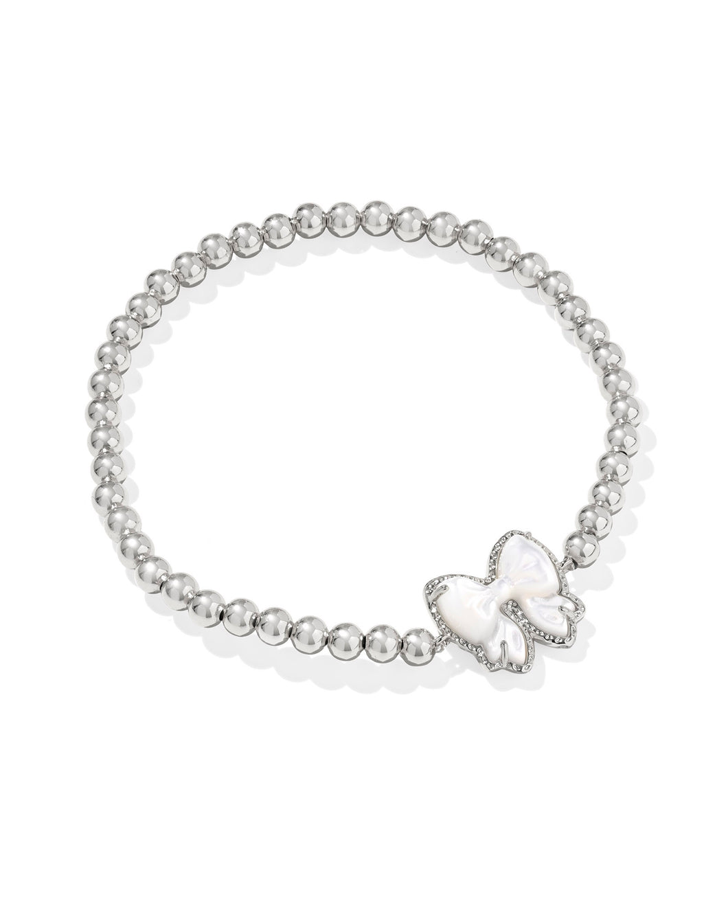 Kendra Scott Haley Silver Bow Stretch Bracelet in Ivory Mother of Pearl