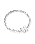 Kendra Scott Haley Silver Bow Stretch Bracelet in Ivory Mother of Pearl