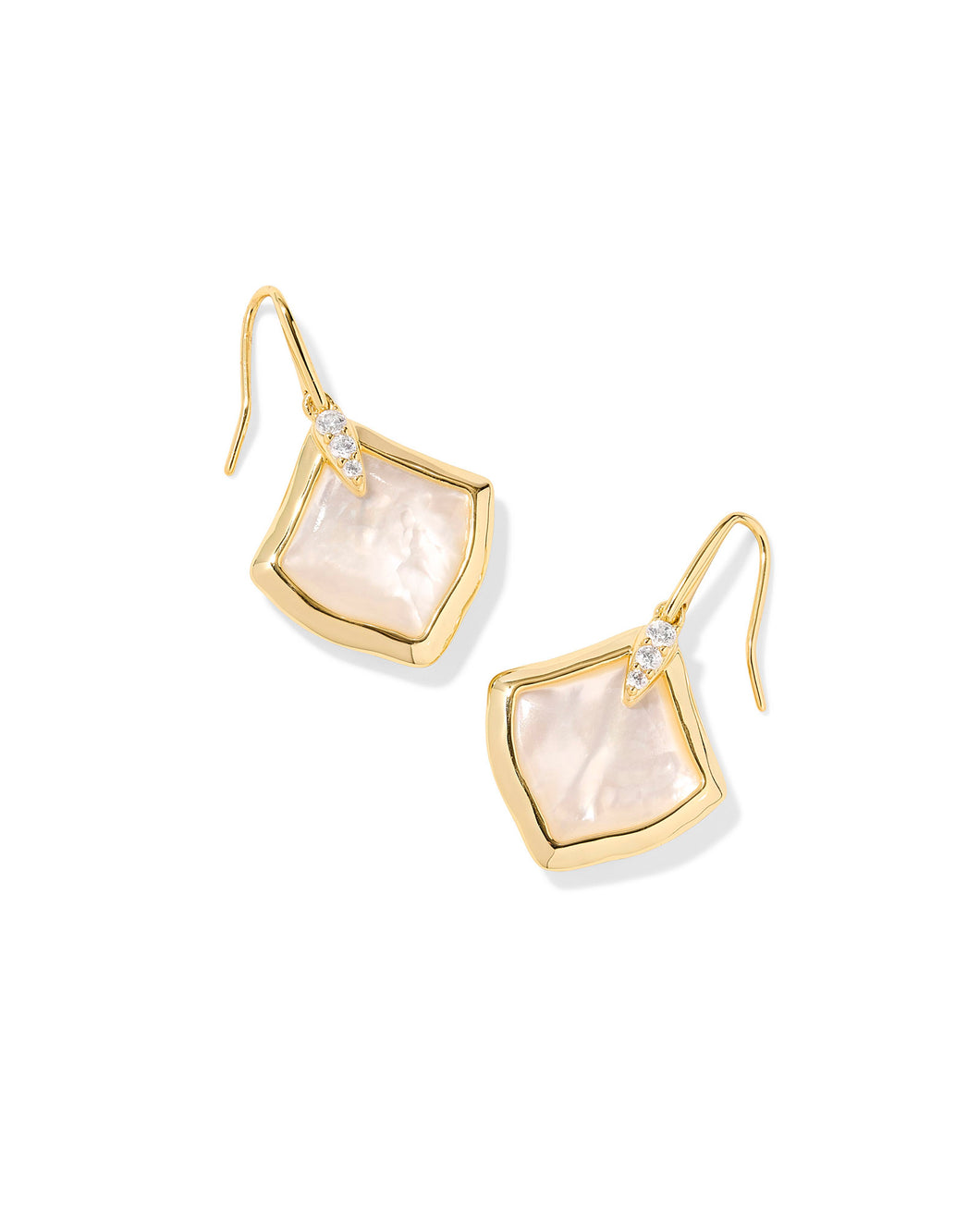 Kendra Scott Joelle Gold Drop Earrings in Ivory Mother of Pearl