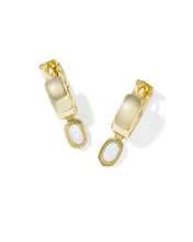 Load image into Gallery viewer, Kendra Scott Mini Ellie Gold Wide Huggie Earrings in Bright White Opal