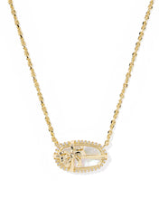 Load image into Gallery viewer, Kendra Scott Elisa Bow Gold Short Pendant Necklace in Iridescent Crystal Ivory Illusion
