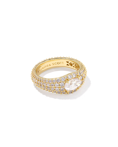 Kendra Scott Bella Gold Band Ring in White Crystal