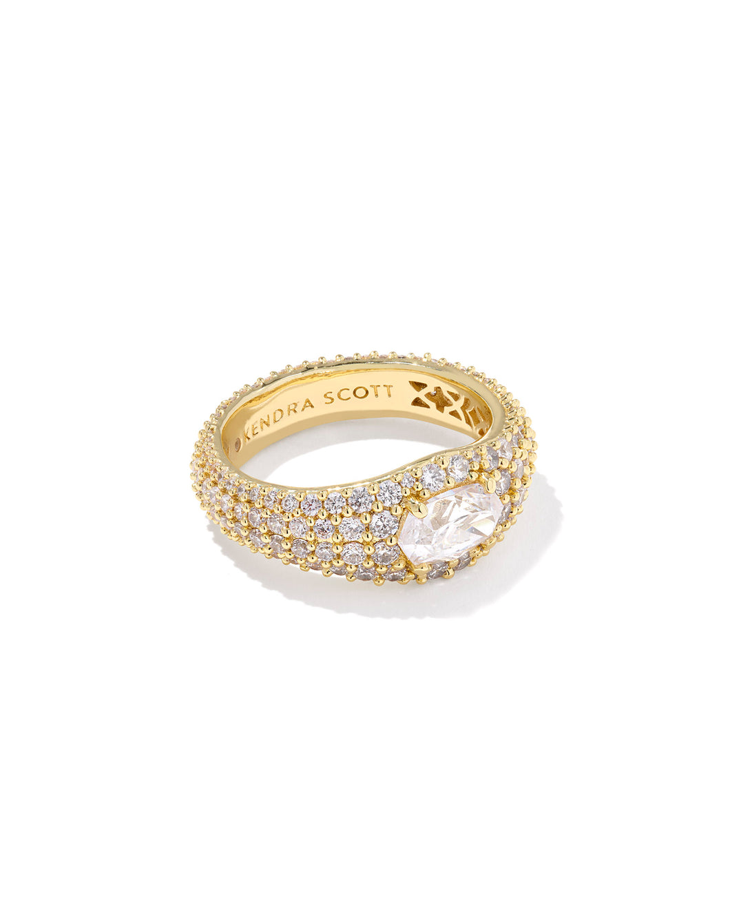 Kendra Scott Bella Gold Band Ring in White Crystal