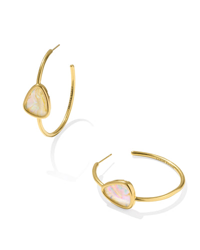 Kendra Scott Margot Vintage Gold Hoop Earrings in Iridescent Abalone